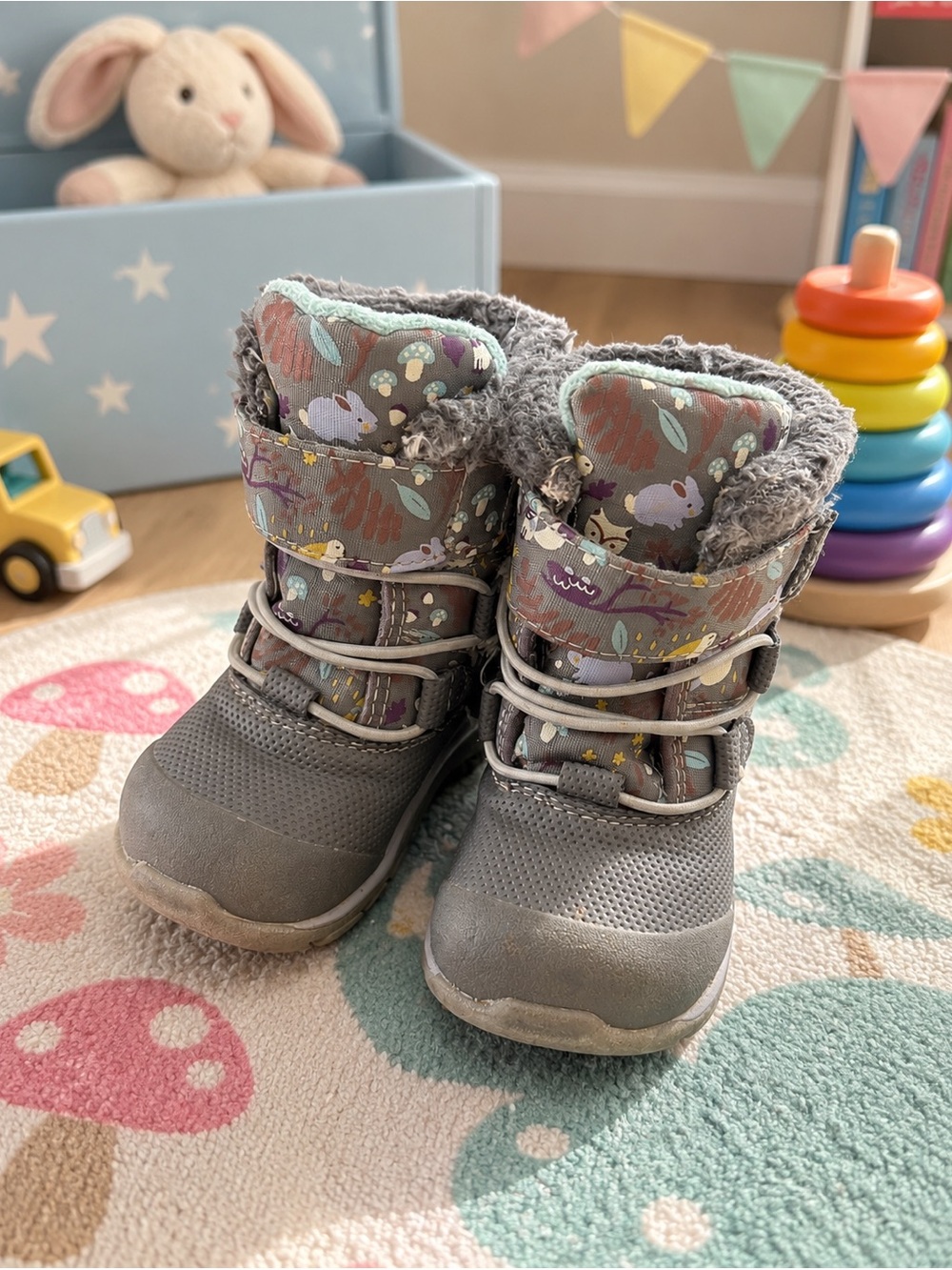 See Kai Run Girls Woodland Print Insulated Winter Boots Gray Toddler